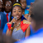 Ariana lors de son intervention dans le salon de la mairie du Cap-Haïtien. Photo: Radyokap/Woddly Maxime Constant