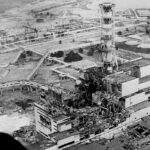 Vue aérienne de la centrale nucléaire de Tchernobyl, quelques jours après l’explosion survenue le 26 avril 1986. Photo : AP